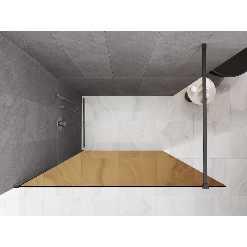 Mexen Kioto Walk-in dušo siena 130 x 200 cm, ruda 8 mm, gun metal - 800-130-101-95-32