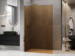 Mexen Kioto L Dušo sienelė Walk-in 90 x 200 cm, bronza, auksinė - 800-090-103-50-32