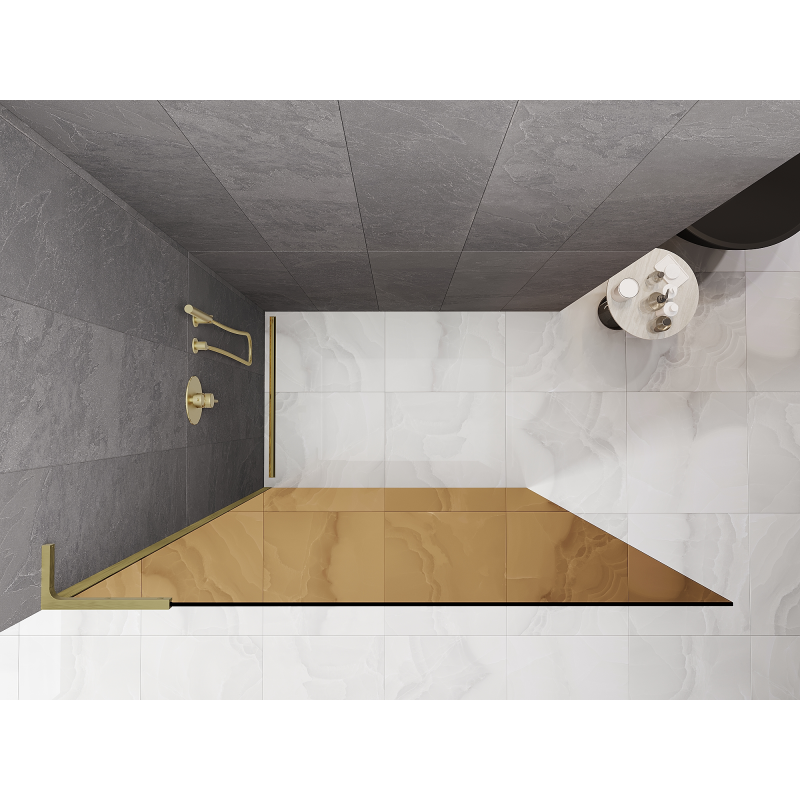 Mexen Kioto L Dušo siena Walk-in 90 x 200 cm, bronza, auksinis šlifuotas - 800-090-103-55-32