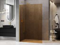 Mexen Kioto L dušo siena Walk-in 110 x 200 cm, bronza, aukso šlifuotas - 800-110-103-55-32