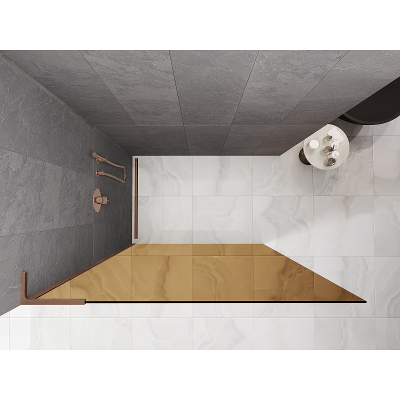 Mexen Kioto L dušo sienelė Walk-in 80 x 200 cm, bronza, šlifuotas varis - 800-080-103-65-32