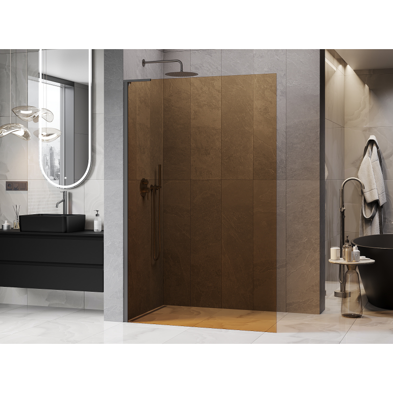 Mexen Kioto L dušo sienelė Walk-in 110 x 200 cm, ruda, gun metal - 800-110-103-95-32