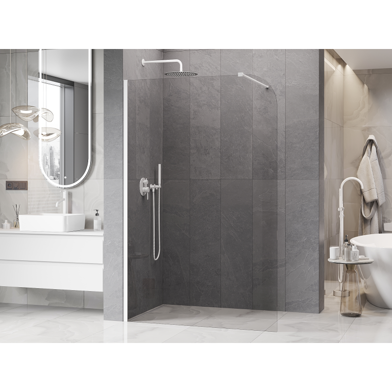 Mexen Kioto-P dušo siena Walk-in 110 x 200 cm, permatoma 8 mm, balta - 800-110-101-20-00-P