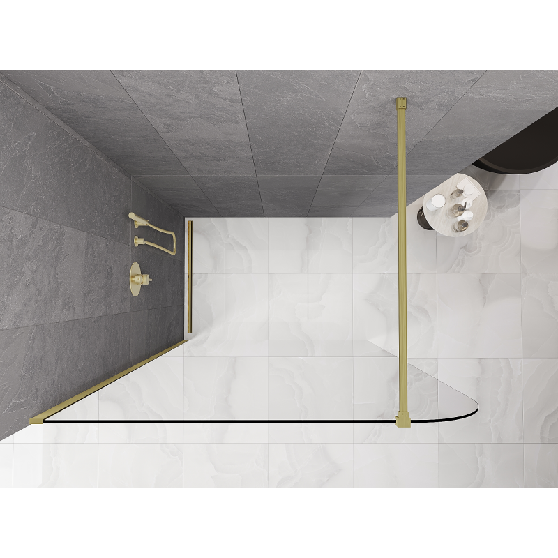 Mexen Kioto-P dušo kabinos Walk-in 70 x 200 cm, permatomas 8 mm, aukso matinė - 800-070-101-55-00-P