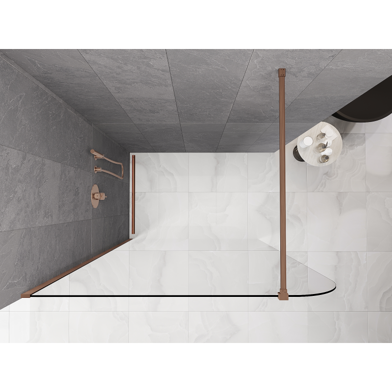Mexen Kioto-P Dušo sienelė Walk-in 80 x 200 cm, skaidri 8 mm, šlifuotas varis - 800-080-101-65-00-P