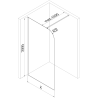 Mexen Kioto-P dušo sienelė Walk-in 120 x 200 cm, permatoma 8 mm, juoda - 800-120-101-70-00-P
