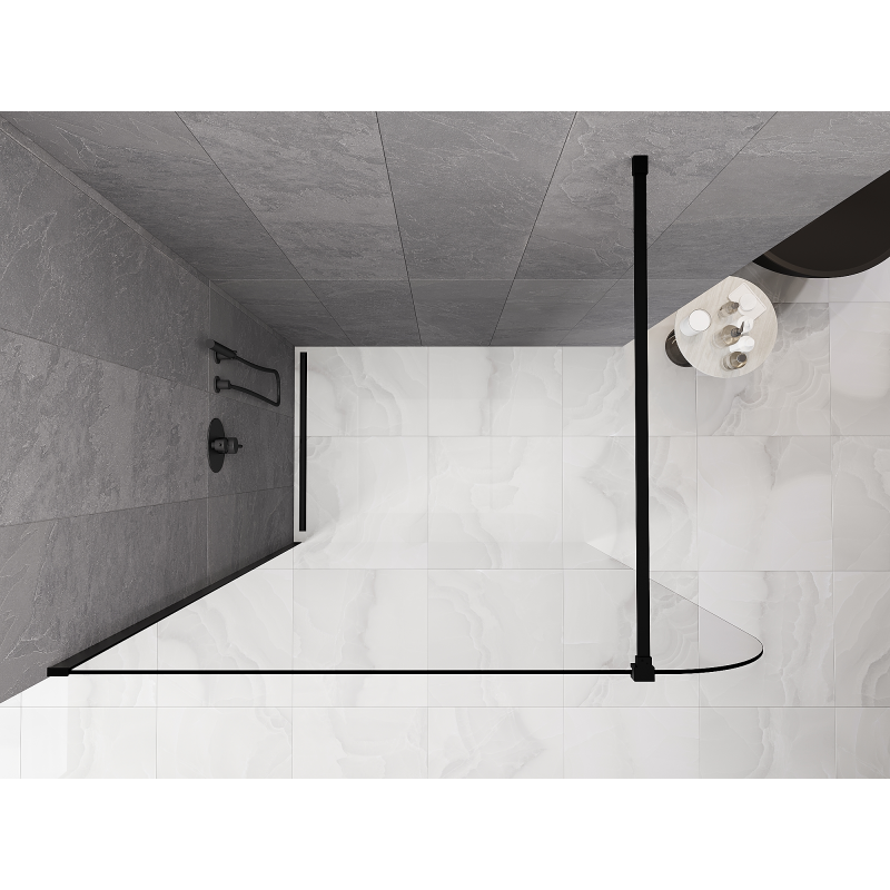 Mexen Kioto-P dušo sienelė Walk-in 120 x 200 cm, permatoma 8 mm, juoda - 800-120-101-70-00-P