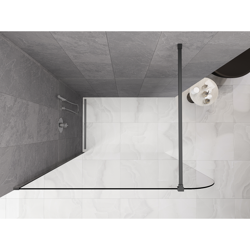Mexen Kioto-P dušo sienelė Walk-in 100 x 200 cm, permatoma 8 mm, pistoletinis metalo - 800-100-101-95-00-P