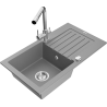 Mexen Pablo vieno dubens granitinė plautuvė su drenažu ir virtuviniu maišytuvu Duero, pilka - 6510-71-671600-00
