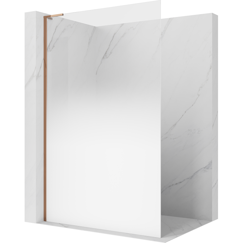 Mexen Kioto L dušo kabinos siena Walk-in 120 x 200 cm, ombre balta 8 mm, rožinis auksas - 800-120-103-60-86