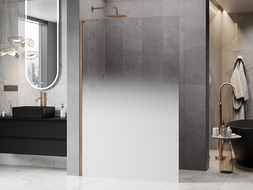 Mexen Kioto L dušo sienelė Walk-in 110 x 200 cm, ombre balta 8 mm, šepečiu valyta varis - 800-110-103-65-86