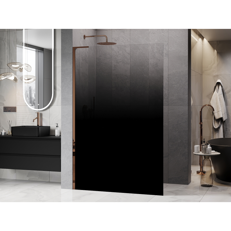 Mexen Kioto L dušo siena Walk-in 70 x 200 cm, ombre juoda 8 mm, rožinis auksas - 800-070-103-60-76