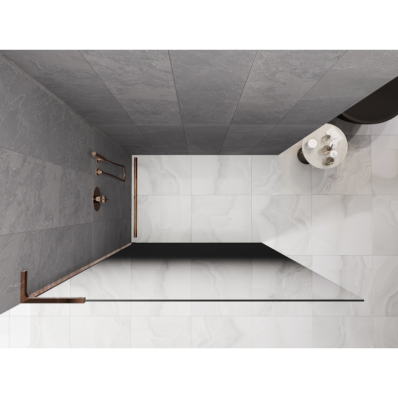 Mexen Kioto L dušo siena Walk-in 120 x 200 cm, juodai ombre 8 mm, rožinis auksas - 800-120-103-60-76