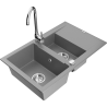 Mexen Gaspar granitinė 1,5 skylių plautuvė su nutekamu ir virtuviniu maišytuvu Telma, pilkas - 6507-71-670200-00