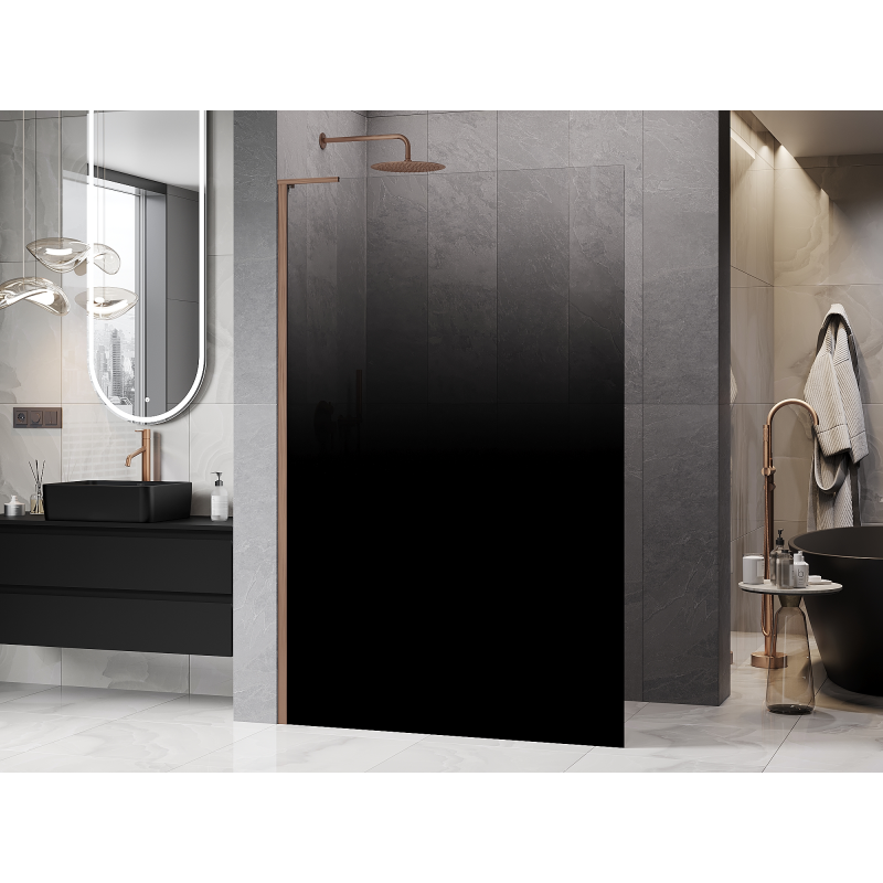 Mexen Kioto L dušo sienelė Walk-in 70 x 200 cm, ombre juoda 8 mm, šlifuotas varis - 800-070-103-65-76