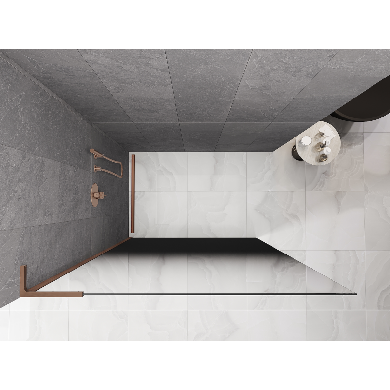 Mexen Kioto L dušo sienelė Walk-in 90 x 200 cm, ombre juoda 8 mm, šlifuota varis - 800-090-103-65-76