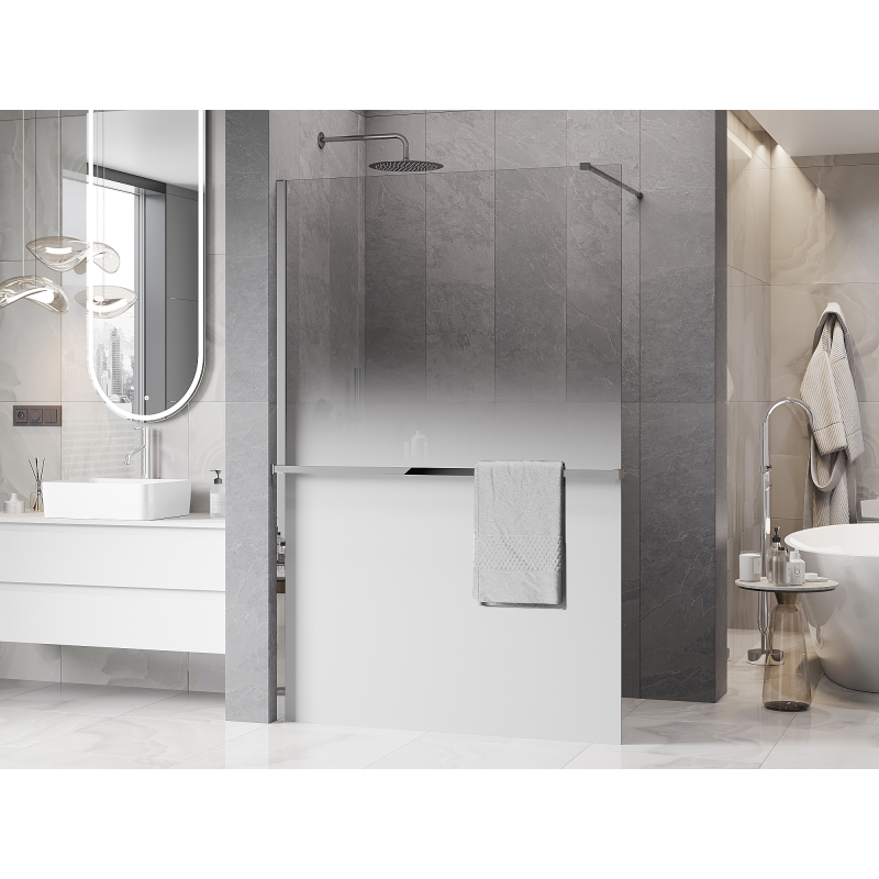 Mexen Kioto+ dušo siena su lentyna Walk-in 150 x 200 cm, balta ombre 8 mm, chromas - 800-150-121-01-86