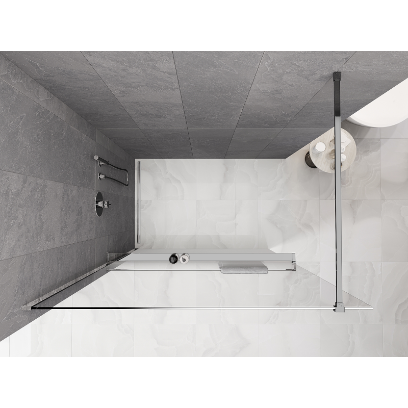 Mexen Kioto+ dušo siena su lentyna Walk-in 150 x 200 cm, balta ombre 8 mm, chromas - 800-150-121-01-86