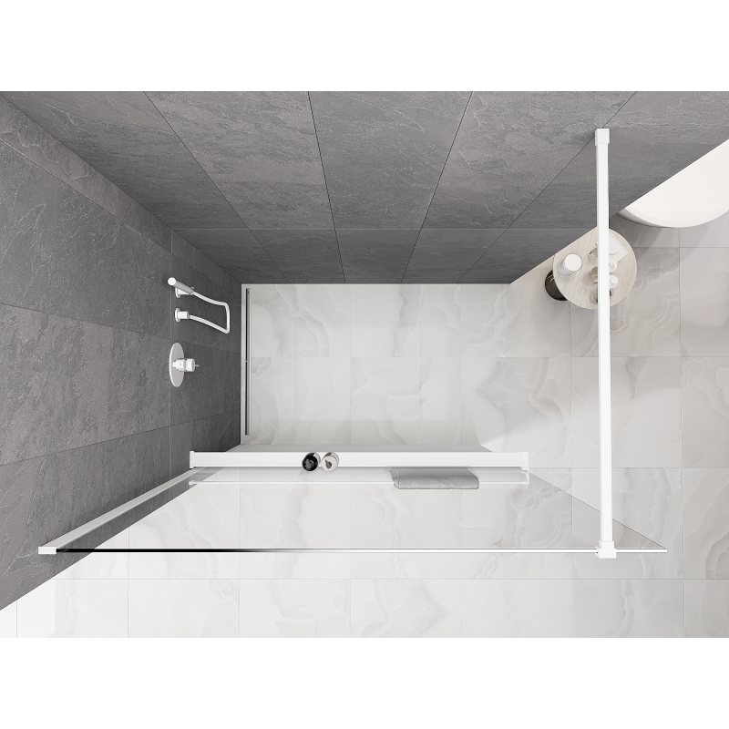 Mexen Kioto+ prieštvaras su lentyna Walk-in 90 x 200 cm, ombre balta 8 mm, balta - 800-090-121-20-86