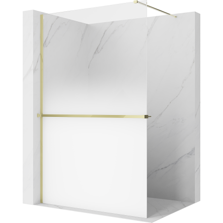Mexen Kioto+ dušo sienelė su lentyna Walk-in 70 x 200 cm, ombre balta 8 mm, auksinė - 800-070-121-50-86