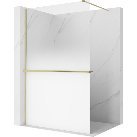Mexen Kioto+ dušo sienelė su lentyna Walk-in 80 x 200 cm, ombre balta 8 mm, auksinė šlifuota - 800-080-121-55-86