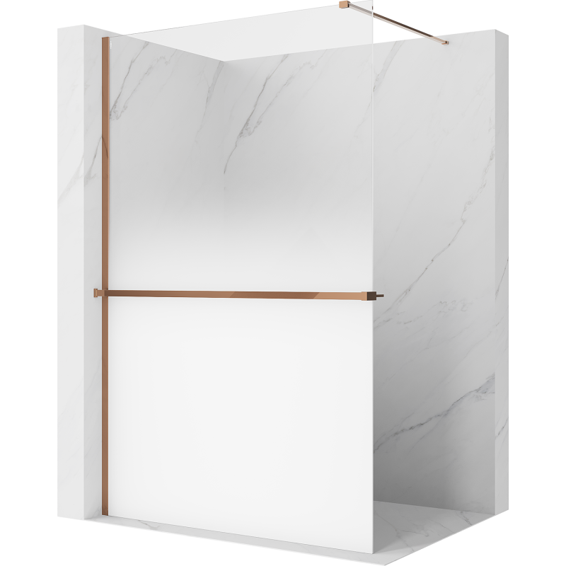 Mexen Kioto+ dušo siena su lentyna Walk-in 80 x 200 cm, ombre balta 8 mm, rožinis auksas - 800-080-121-60-86