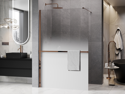 Mexen Kioto+ dušo sienelė su lentyna Walk-in 100 x 200 cm, balta ombre 8 mm, rožinis auksas - 800-100-121-60-86