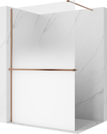 Mexen Kioto+ dušo pertvara su lentynėle Walk-in 110 x 200 cm, ombre balta 8 mm, šepečiu valyta varis - 800-110-121-65-86