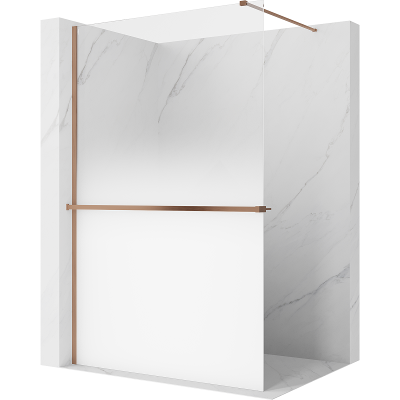 Mexen Kioto+ dušo siena su lentyna Walk-in 150 x 200 cm, ombre balta 8 mm, šlifuotas varis - 800-150-121-65-86