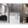 Mexen Kioto+ dušo siena su lentyna Walk-in 90 x 200 cm, ombre balta 8 mm, gun gray šlifuotas - 800-090-121-66-86