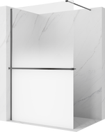 Mexen Kioto+ dušo sienelė su lentyna Walk-in 100 x 200 cm, ombre balta 8 mm, šepetėliu pilka - 800-100-121-66-86