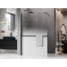 Mexen Kioto+ dušo siena su lentyna Walk-in 70 x 200 cm, ombre balta 8 mm, juoda - 800-070-121-70-86
