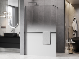 Mexen Kioto+ dušo kabina su lentyna Walk-in 130 x 200 cm, ombre balta 8 mm, gun metal - 800-130-121-95-86