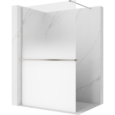 Mexen Kioto+ dušo sienelė su lentyna Walk-in 70 x 200 cm, balta ombre 8 mm, šlifuotas nikelis - 800-070-121-97-86