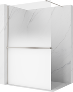 Mexen Kioto+ dušo sienelė su lentynėle Walk-in 90 x 200 cm, ombre balta 8 mm, šlifuotas nikelis - 800-090-121-97-86