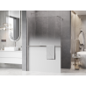 Mexen Kioto+ dušo sienelė su lentyna Walk-in 100 x 200 cm, ombre balta 8 mm, šlifuotas nikelis - 800-100-121-97-86