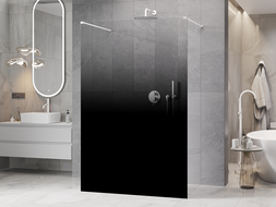 Mexen Kioto Laisvai stovinti dušo siena 110 x 200 cm, ombre juoda 8 mm, balta - 800-110-002-20-76