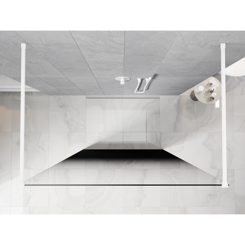 Mexen Kioto laisvai stovinti dušo sienelė 150 x 200 cm, ombre juoda 8 mm, balta - 800-150-002-20-76