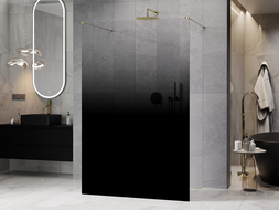 Mexen Kioto laisvai statoma dušo pertvara 130 x 200 cm, ombre juoda 8 mm, auksinė - 800-130-002-50-76