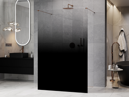 Mexen Kioto laisvai stovinti dušo siena 100 x 200 cm, ombre juoda 8 mm, rožinis auksas - 800-100-002-60-76