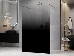 Mexen Kioto laisvai stovinti dušo sienelė 110 x 200 cm, ombre juoda 8 mm, plieno pilka - 800-110-002-95-76