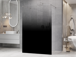 Mexen Kioto freestanding dušo siena 110 x 200 cm, ombre juoda 8 mm, šepečiu šlifuotas nikelis - 800-110-002-97-76