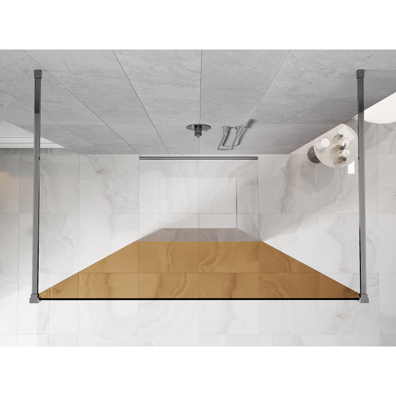 Mexen Kioto laisvai stovinti 100 x 200 cm dušo sienelė, 8 mm bronza, chromas - 800-100-002-01-32