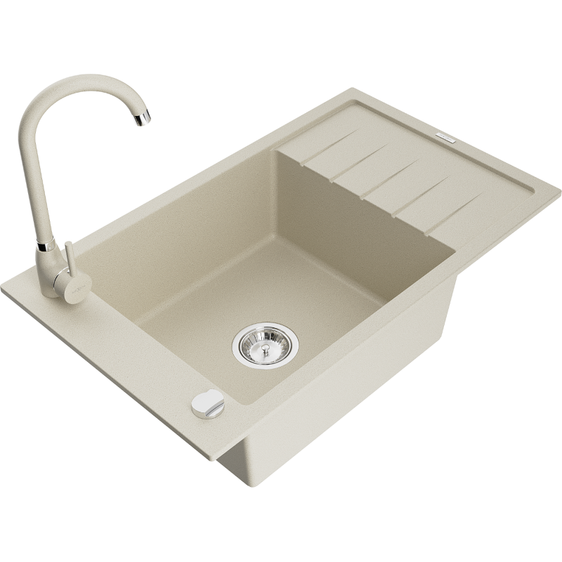 Mexen Elias grindinis virtuvės plautuvas su vienu skyreliu ir baterija Telma, smėlio spalvos - 6511-69-670200-69