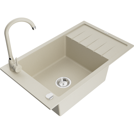 Mexen Elias grindinis virtuvės plautuvas su vienu skyreliu ir baterija Telma, smėlio spalvos - 6511-69-670200-69