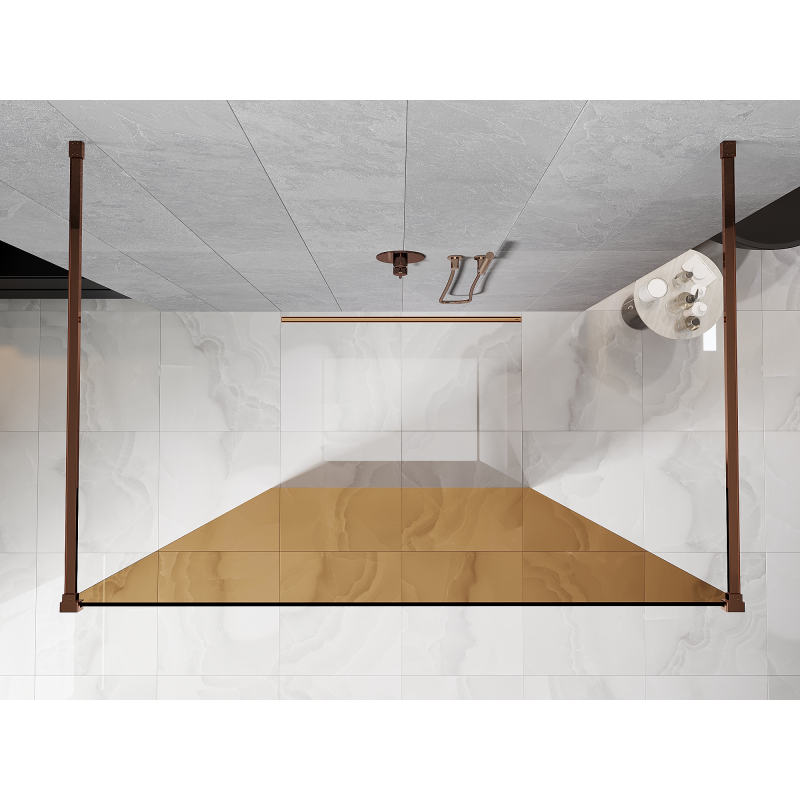Mexen Kioto laisvai stovinti dušo siena 110 x 200 cm, bronza 8 mm, rožinis auksas - 800-110-002-60-32