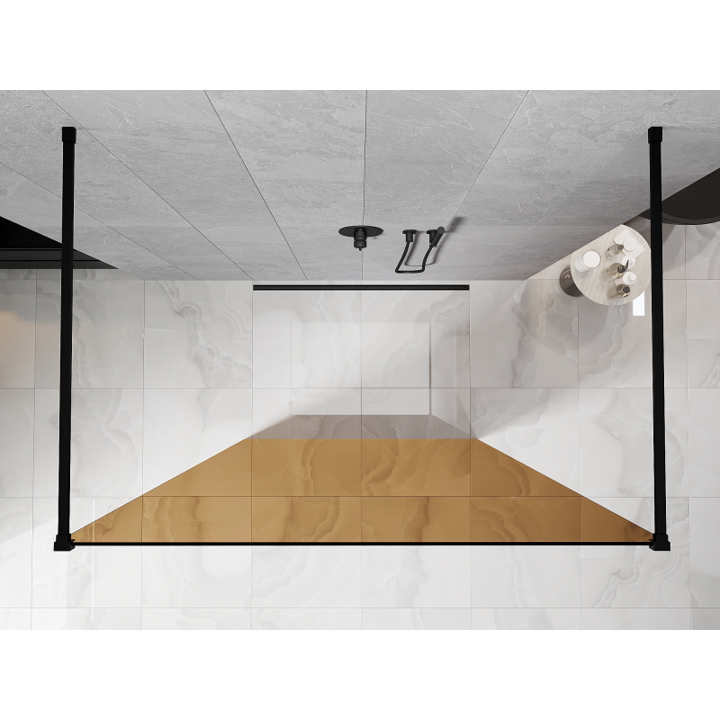 Mexen Kioto laisvai stovinti dušo sienelė 120 x 200 cm, 8 mm bronza, juoda - 800-120-002-70-32