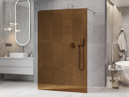 Mexen Kioto laisvai stovinti dušo pertvara 130 x 200 cm, bronza 8 mm, šlifuotas nikelis - 800-130-002-97-32