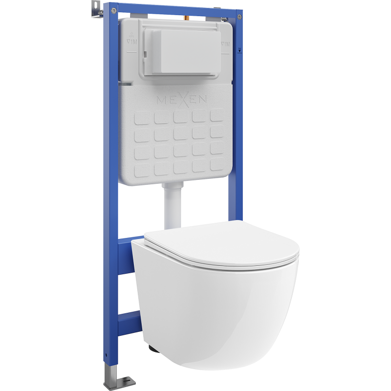 Mexen Lena potinkinis WC komplektas Tex Air Slim pneumatinis rėmas su WC dubeniu ir lėtai nusileidžiančia sėdyne, baltas