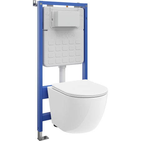 Mexen Lena potinkinis WC komplektas Tex Air Slim pneumatinis rėmas su WC dubeniu ir lėtai nusileidžiančia sėdyne, baltas